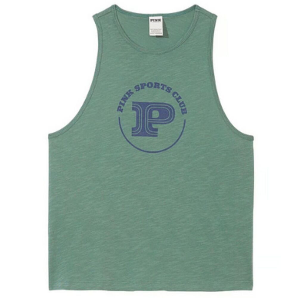 Pink Victoria's Secret Cotton Cropped Racerback Tank Top